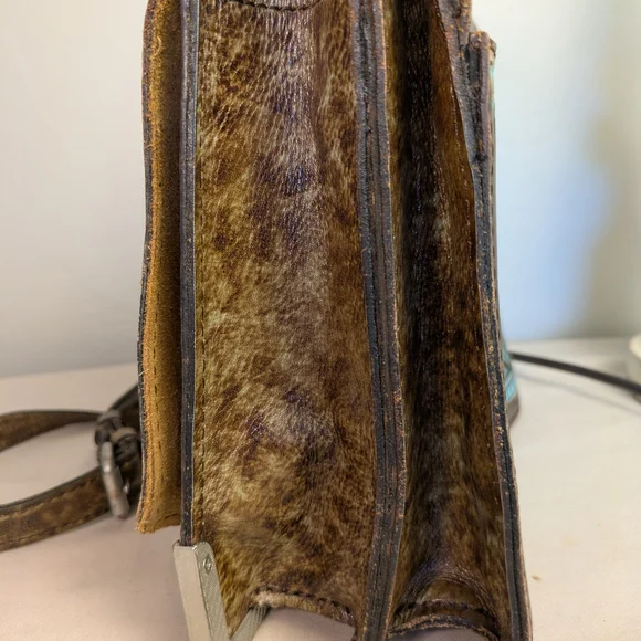 Patricia Nash Brn Leather Stella Flap HandBag w/Intriquite Blue Floral Tooling - Picture 13 of 16